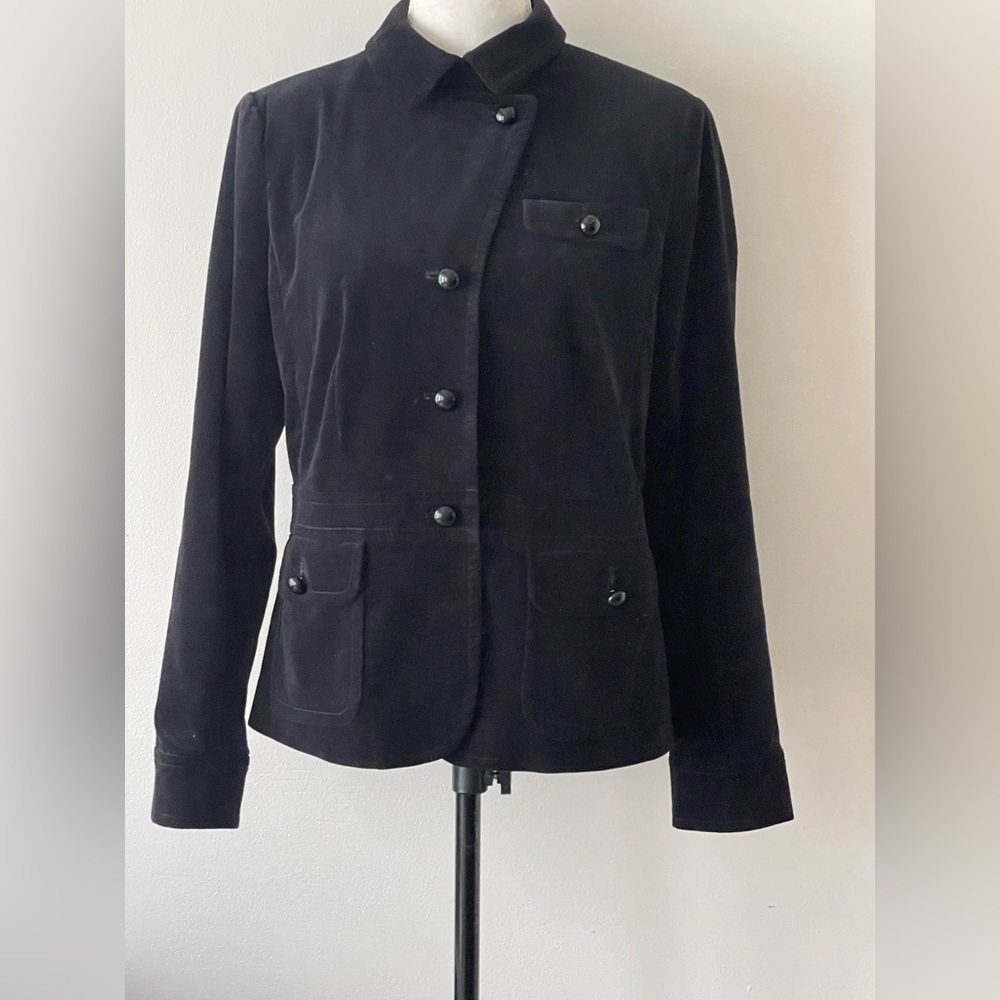 Talbots Velvet Blazer Single Breasted Size 10 Dark Academia Goth Office Siren